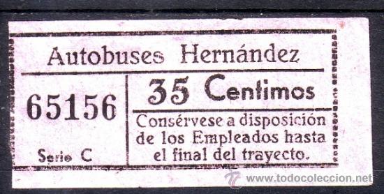 Coleccionismo Billetes de transporte: BILLETE DE AUTOBUS - AUTOBUSES EMPRESA HERNANDEZ -  MALAGA - 50 CM - CAPICUA N&ordm; 65156