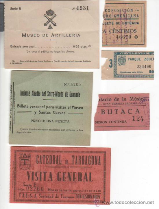 Collectionnisme Billets de transport: Gran lote surtido de 6 Entradas antiguas comprendidas en el periodo de 1917 a 1930. Ver foto
