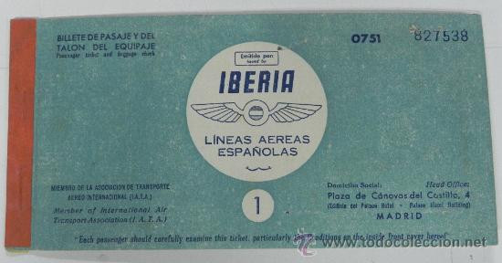Colecionismos Bilhetes de Transporte: ANTIGUO BILLETE DE AVION, MAIQUETIA - MADRID, LINEAS AEREAS ESPA&Ntilde;OLAS, IBERIA, 1952, USADO, MIDE 17,