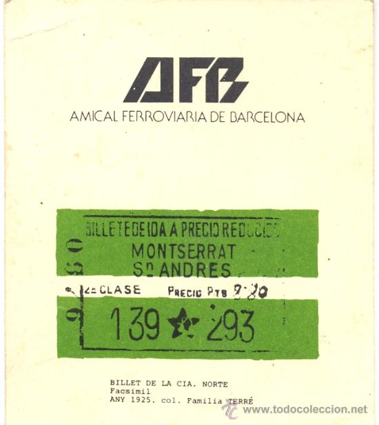 Coleccionismo billetes de transporte: Facsimil billete compa&ntilde;&iacute;a NORTE - Foto 1