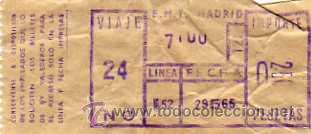 Collectables Transport Tickets: Billete EMT Madrid. A&ntilde;o 1965.