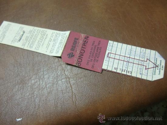 Collectionnisme Billets de transport: Targeta 10 viajes usada TREN de RENFE Bonotren ( Barcelona ) a&ntilde;os 80