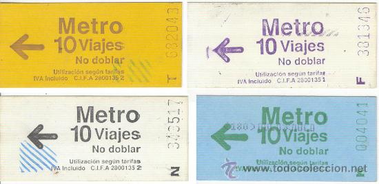 4 billetes de metro de madrid billete de 10 via - Vendido en Venta ...