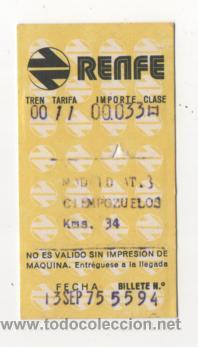 Sammeln von Fahrkarten: Billete transporte - Renfe  1975 ( Ciempozuelos )