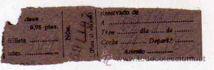 Collectionnisme Billets de transport: Billete de tren en papel reserva de asiento. Debe presentarse con el billete Renfe.