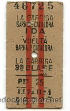 Colecionismos Bilhetes de Transporte: Billete tren Ida y Vuelta: *LA GARRIGA-BARCELONA P. CATALU&Ntilde;A* - 3&ordf; clase - A&ntilde;o 1962 --- N&ordm;46725