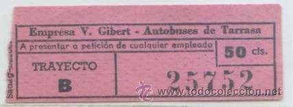 Colecionismos Bilhetes de Transporte: GSC 257 BILLETE DE AUTOBUSES DE TARRASA - BARCELONA
