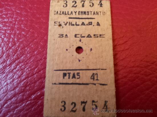 Collectionnisme Billets de transport: BILLETE EDMONSON RENFE CAZALLA Y CONSTANTINA A SEVILLA PLAZA ARMAS