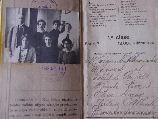 Coleccionismo Billetes de transporte: BILLETE KILOM&Eacute;TRICO PARA MATRIMONIO Y 5 HIJAS EN 1&ordm; CLASE. 1918