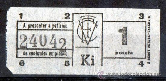 Collectables Transport Tickets: BILLETE DE TRANSPORTE, VALENCIA, CAPICUA N&ordm; 24042, 1 PESETA, VER FOTO (1)