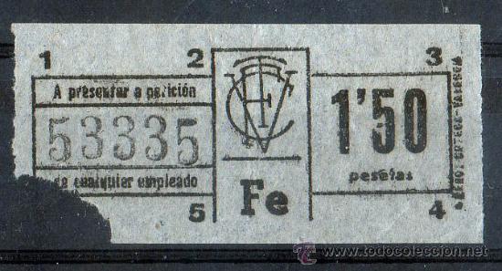 Collectables Transport Tickets: BILLETE DE TRANSPORTE, VALENCIA, N&ordm; 53335, 1,5 PESETAS, VER FOTO (1)