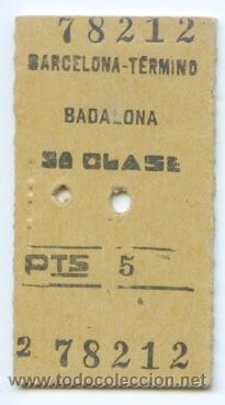 Colecionismos Bilhetes de Transporte: BILLETE DE FERROCARRIL BARCELONA - BADALONA (5 PTAS)