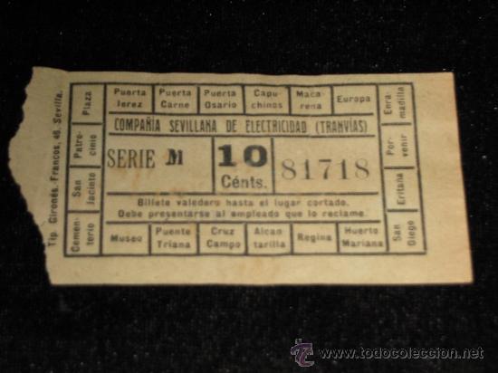 Coleccionismo Billetes de transporte: BILLETE DE TRANVIA CAPICUA 81718 - COMPA&Ntilde;IA SEVILLANA DE ELECTRICIDAD TRANVIAS