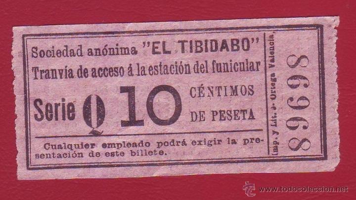 Sammeln von Fahrkarten: BILLETE DE TRANV&Iacute;A ACCESO TIBIDABO (TRANVIA BLAU) - 10 CTMS. - CAPICUA