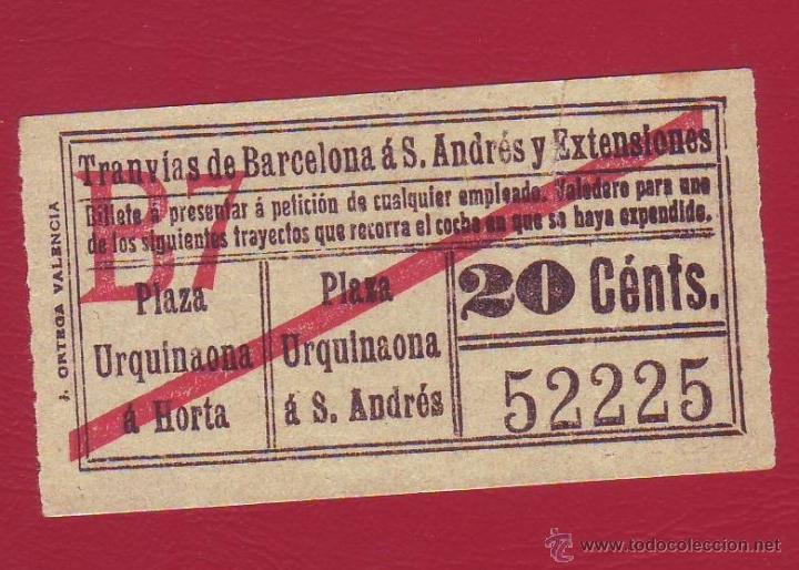 Collectionnisme Billets de transport: BILLETE DE TRANV&Iacute;AS DE BARCELONA A SAN ANDR&Eacute;SY EXTENSIONES - 20 CTMS. - CAPICUA