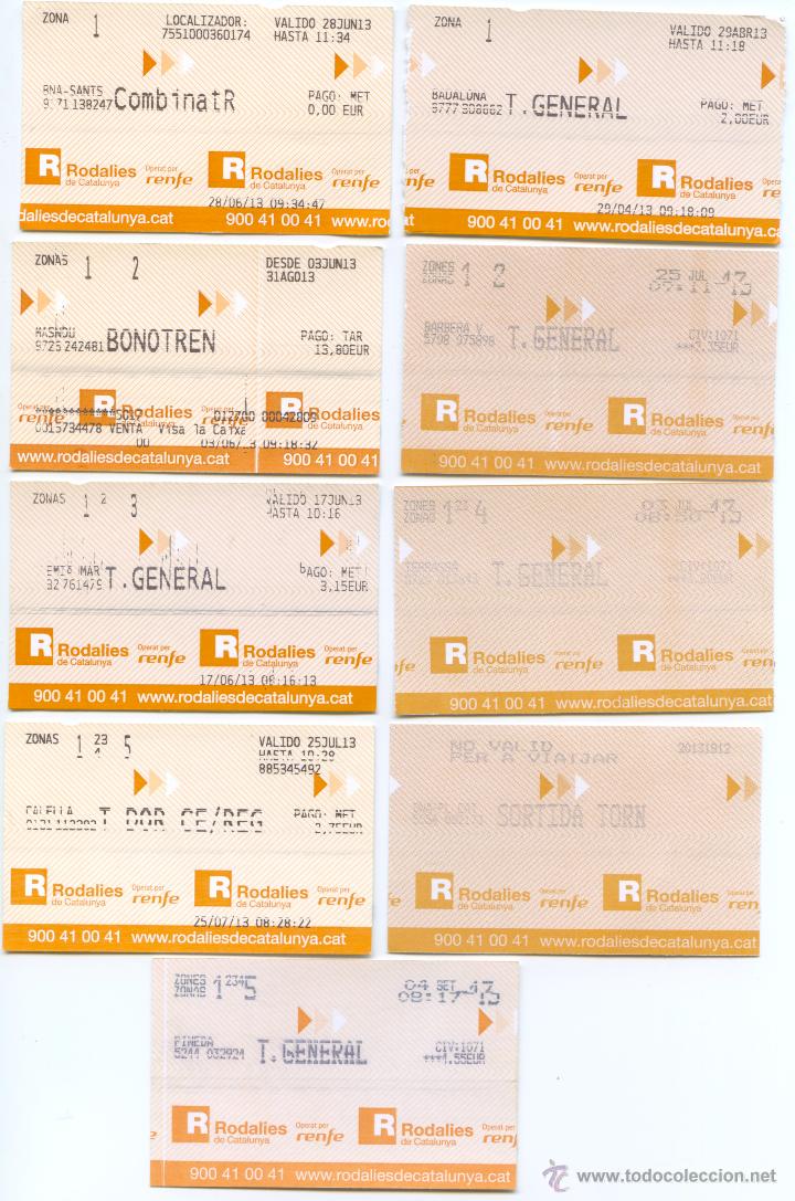 Collectionnisme Billets de transport: 9 BILLETES DE RODALIES (TORN, COMBINATR, ZONAS DE LA 1 A LA 5&hellip;)