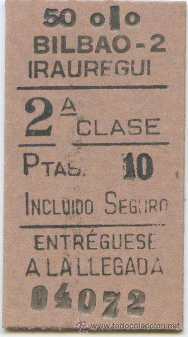 Colecionismos Bilhetes de Transporte: BILLETE DE FERROCARRIL EDMONDSON BILBAO IRAUREGUI // COLECCION