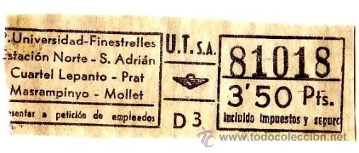 Coleccionismo Billetes de transporte: Billete Urbanizaciones y Transportes (Urbas) \ Varios trayectos \ 3,50 ptas \ Capicua