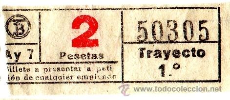 Coleccionismo Billetes de transporte: Billete Tranv&iacute;a de Barcelona \ 2 ptas \ Trayecto 1 \ Capicua
