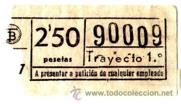 Coleccionismo Billetes de transporte: Billete Tranv&iacute;a de Barcelona \ 2,50 ptas \ Trayecto 1 \ Capicua