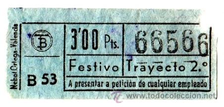 Coleccionismo Billetes de transporte: Billete Tranv&iacute;a de Barcelona \ 3 ptas \ Festivo \ Trayecto 2 \ Capicua
