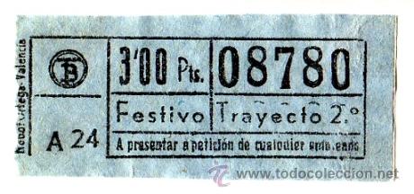 Collectables Transport Tickets: Billete Tranv&iacute;a de Barcelona \ 3 ptas \ Servicio Festivo \ Trayecto 2 \ Capicua