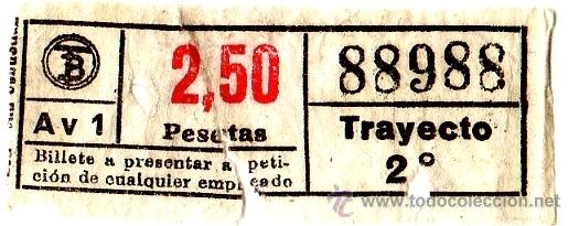 Colecionismos Bilhetes de Transporte: Billete Tranv&iacute;a de Barcelona \ 2,5 ptas \ Trayecto 2 \ Capicua