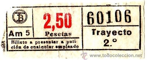 Collectables Transport Tickets: Billete Tranv&iacute;a de Barcelona \ 2,5 ptas \ Trayecto 2 \ Capicua
