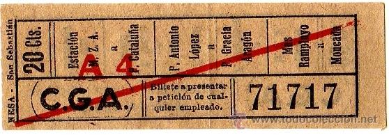 Collectables Transport Tickets: Billete Compa&ntilde;&iacute;a General de Autobuses (CGA) \ Varios trayectos \ 20 cts \ Capicua