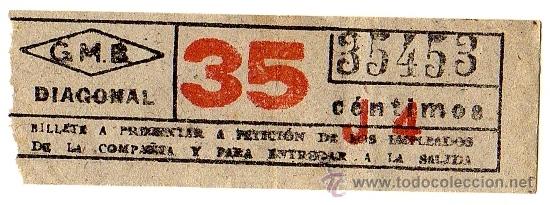 Collectables Transport Tickets: Billete Gran Metro de Barcelona \ Diagonal \ 35 cts \ Capicua