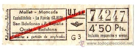 Collectables Transport Tickets: BILLETE URBANIZACIONES Y TRANSPORTES (URBAS) \ VARIOS TRAYECTOS \ 4,50 PTAS \ CAPICUA
