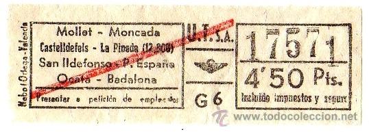 Collectables Transport Tickets: BILLETE URBANIZACIONES Y TRANSPORTES (URBAS) \ VARIOS TRAYECTOS \ 4,50 PTAS \ CAPICUA