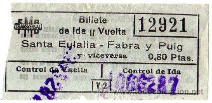 Colecionismos Bilhetes de Transporte: Billete Ferrocarril Metropolitano Barcelona (FMB) \ Transversal \ 0,80 ptas - Capicua