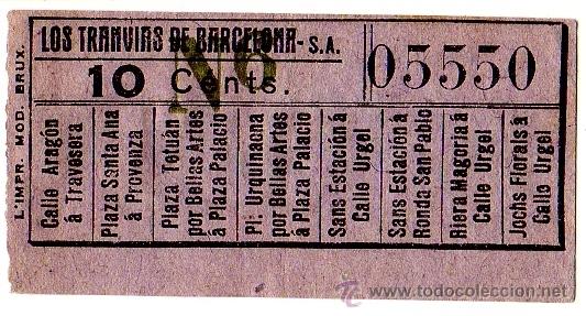 Sammeln von Fahrkarten: Billete tranv&iacute;a \ Los Tranv&iacute;as de Barcelona \ Varios trayectos \ 10 cts \ Capicua