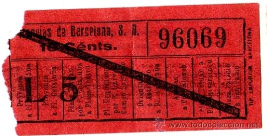 Sammeln von Fahrkarten: Billete tranv&iacute;a \ Tranv&iacute;as de Barcelona \ Varios trayectos \ 10 cts \ Capicua