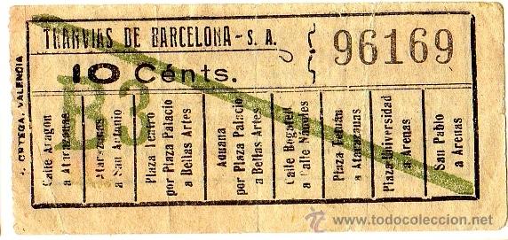 Sammeln von Fahrkarten: Billete tranv&iacute;a \ Tranv&iacute;as de Barcelona \ Varios trayectos \ 10 cts \ Capicua
