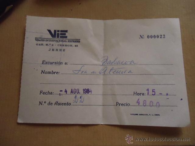 Sammeln von Fahrkarten: antiguo billete transportes vie viajes intenacional expreso jerea 1984 precio 4800 pesetas