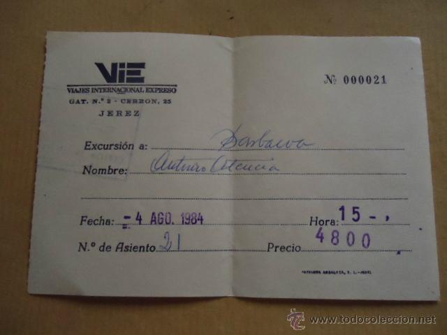 Sammeln von Fahrkarten: antiguo billete transportes vie viajes intenacional expreso jerez 1984 precio 4800 pesetas