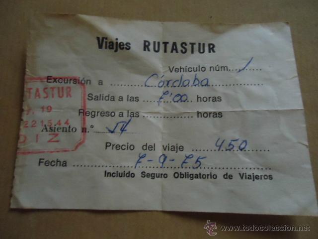 Sammeln von Fahrkarten: antiguo billete transporte 1975 viajes rutastur cadiz a cordoba