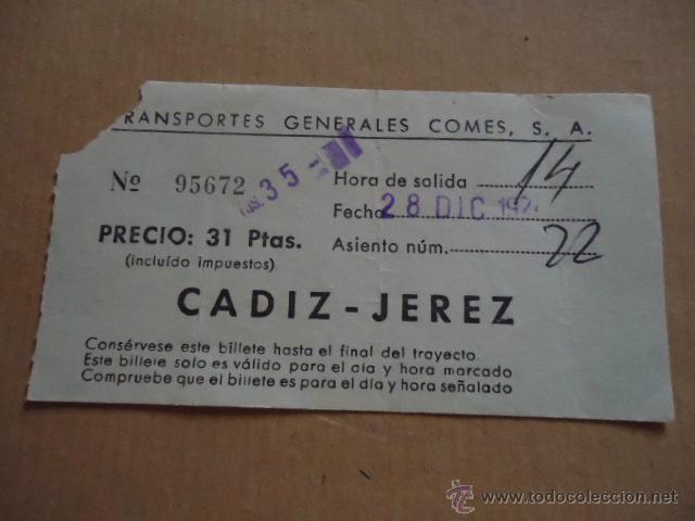 Sammeln von Fahrkarten: antiguo billete transporte generales comes s.a cadiz jerez a&ntilde;os 70s