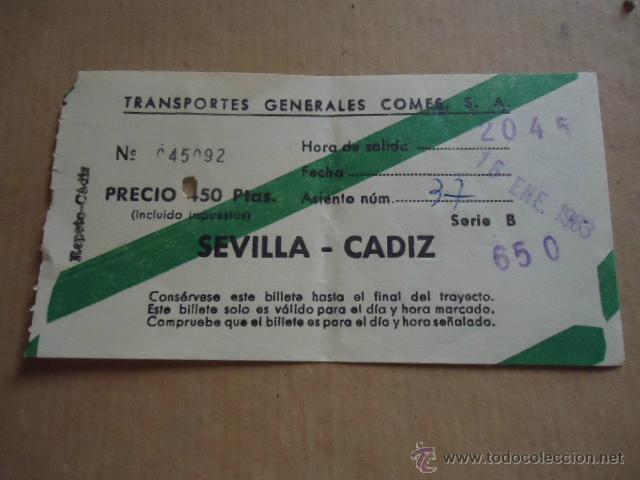 Sammeln von Fahrkarten: antiguo billete transporte generales comes s.a sevilla cadiz 1983