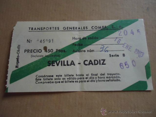 Sammeln von Fahrkarten: antiguo billete transporte generales comes s.a sevilla cadiz 1983
