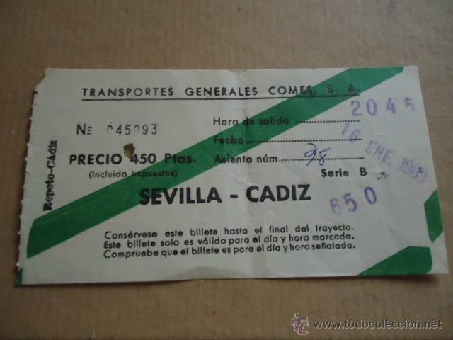 Sammeln von Fahrkarten: antiguo billete transporte generales comes s.a sevilla cadiz 1983