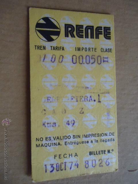 Sammeln von Fahrkarten: antiguo billete transporte  tren renfe 1974 jerez de la frontera cadiz km 49