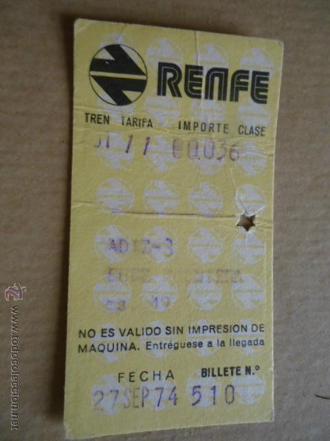 Sammeln von Fahrkarten: antiguo billete transporte tren renfe a&ntilde;os 1974 cadiz jerez 49 km