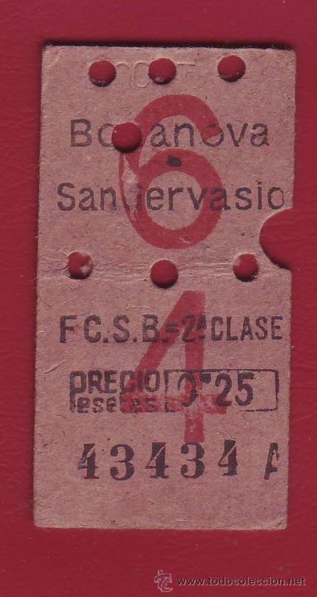 Collectionnisme Billets de transport: BILLETE F.C.S.B. BONANOVA A SAN SAN GERVASIO - 25 CTMS. - 2&ordf; CLASE - CAPICUA - 1947