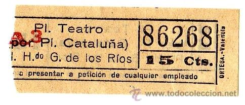 Sammeln von Fahrkarten: BILLETE TRANV&Iacute;A DE BARCELONA (TDB) \ PL. TEATRO (POR CATALU&Ntilde;A) - G. DE LOS R&Iacute;OS \ 15 CTS - CAPICUA