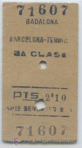 Colecionismos Bilhetes de Transporte: BILLETE EDMONDSON DEL FERROCARRIL DE BADALONA A BARCELONA / 1956