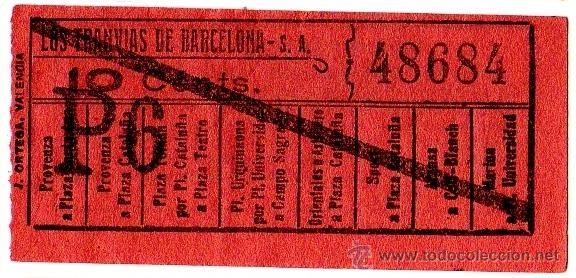 Collectionnisme Billets de transport: Billete tranv&iacute;a \ Los Tranv&iacute;as de Barcelona \ Varios trayectos \ 10 cts \ Capicua