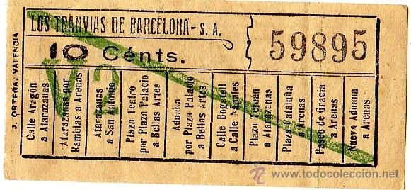 Collectionnisme Billets de transport: Billete tranv&iacute;a \ Los Tranv&iacute;as de Barcelona \ Varios trayectos \ 10 cts \ Capicua